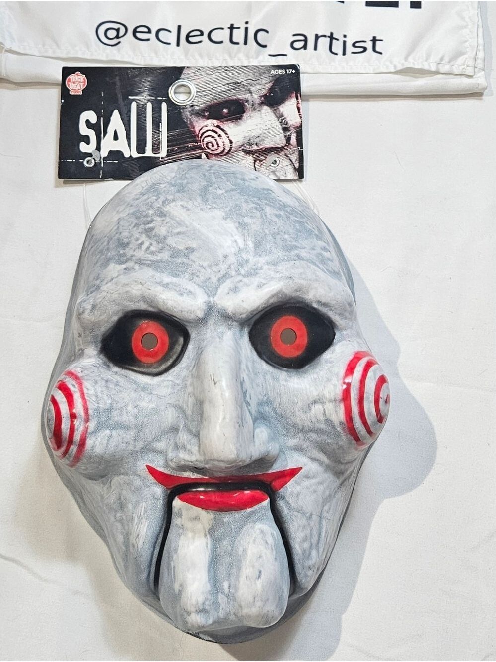 SAW Billy Puppet Vacuform Mask Red Eyes Horror Costume Trick or Treat Studios
